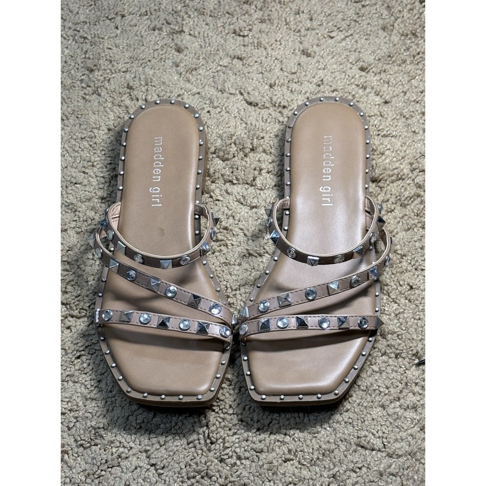Steve Madden Girl‎ Sophii Sandals Women 6.5 Studded Strappy Footbed